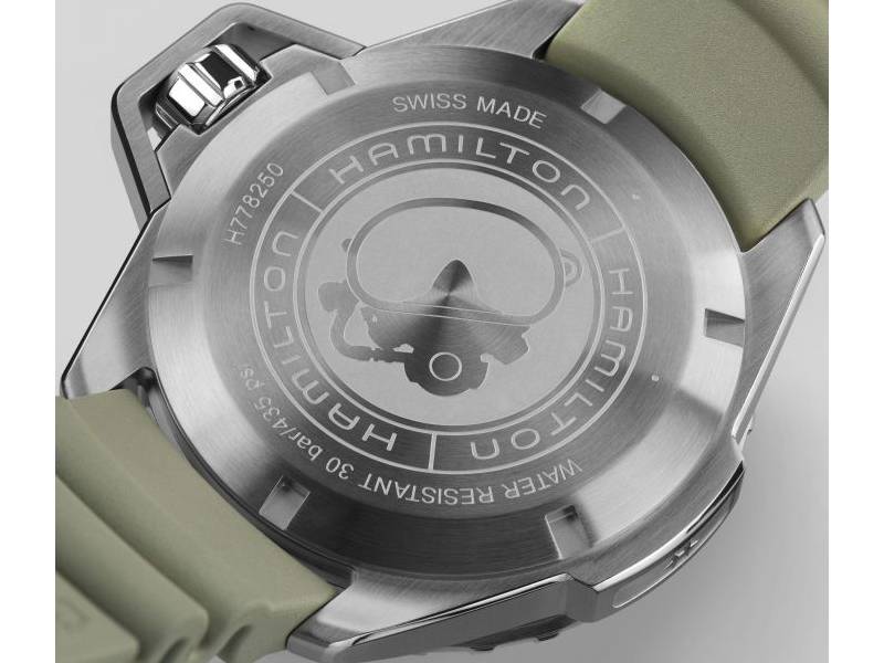 OROLOGIO UOMO AUTOMATICO ACCIAIO/CAUCCIU' FROGMAN KHAKI NAVY HAMILTON H77825331